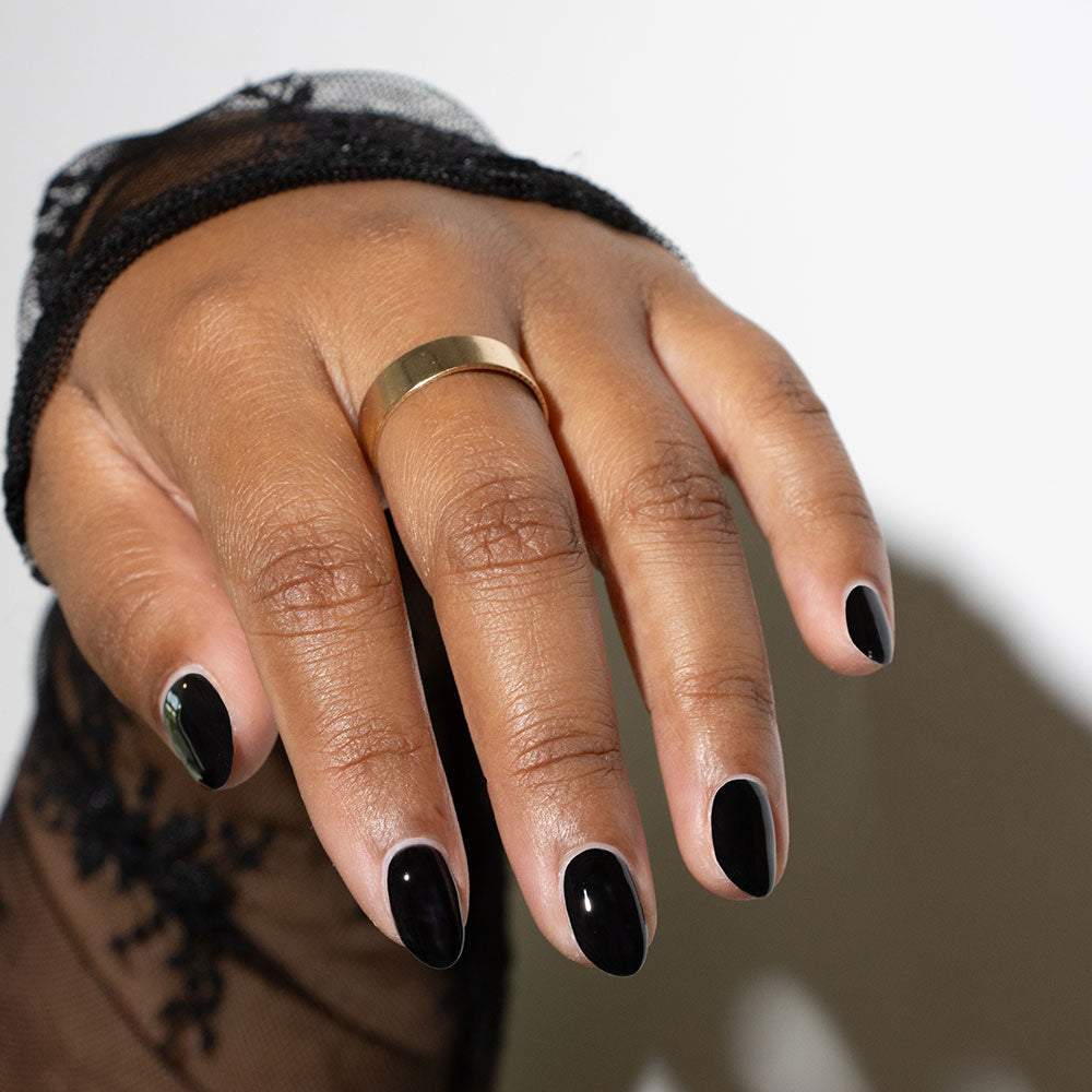 Gelous Black Out gel nail polish - photographed in New Zealand on model