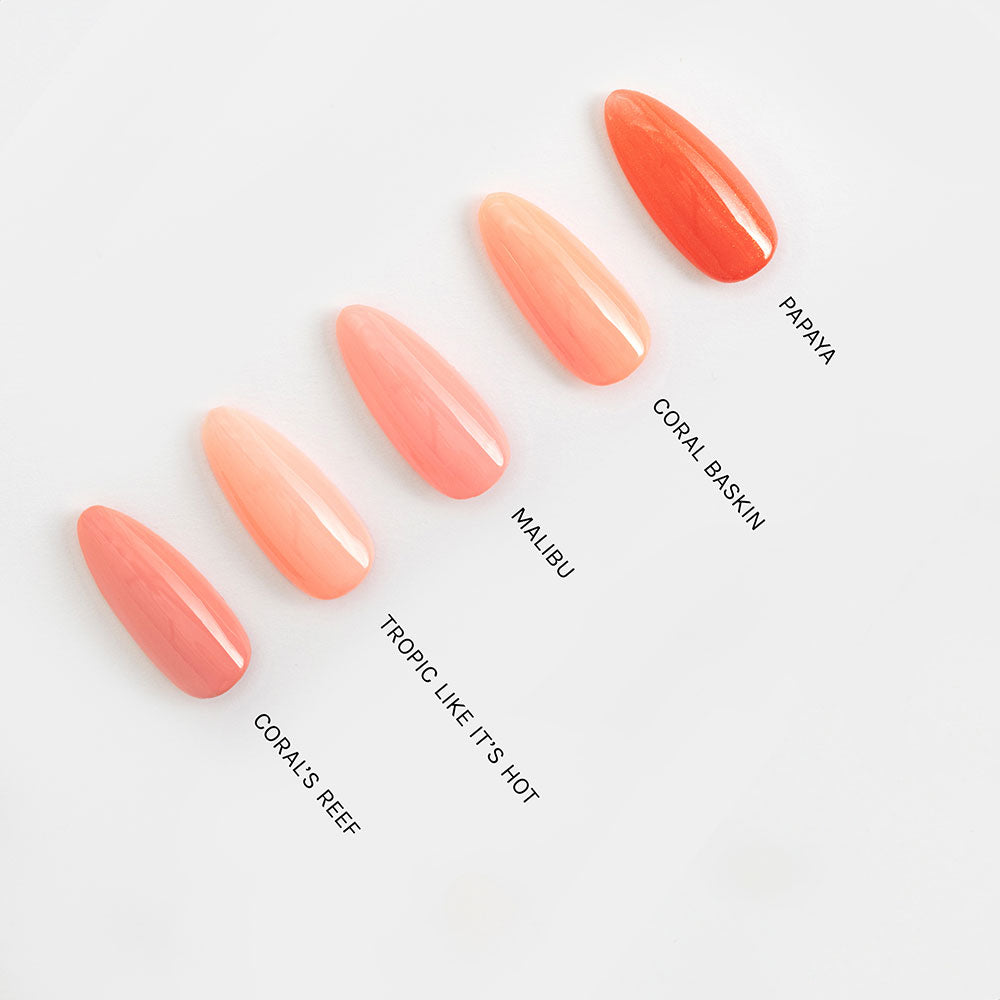 Gelous Coral Baskin gel nail polish comparison - photographed in New Zealand