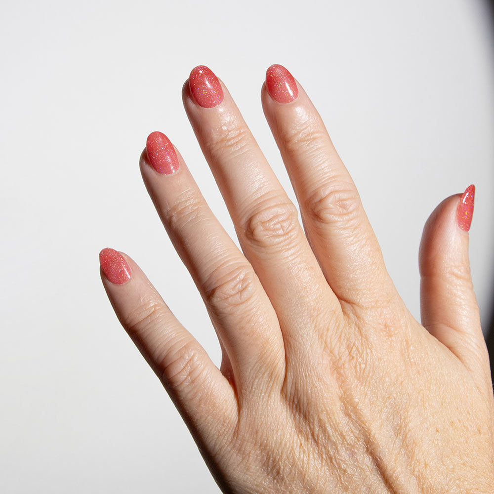 Gelous Enchanted Rose gel nail polish swatch - photographed in New Zealand on model