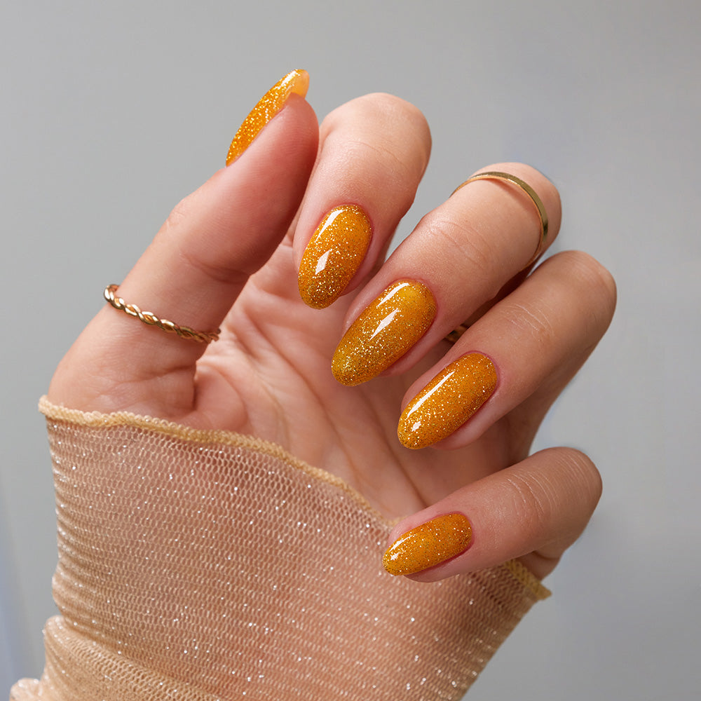 Gelous Good As Gold gel nail polish - photographed in New Zealand on model