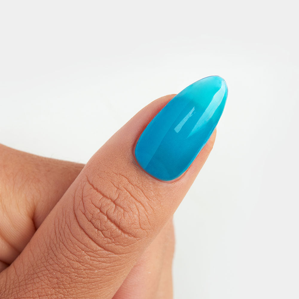 Gelous Blue Jelly gel nail polish - photographed in New Zealand on model