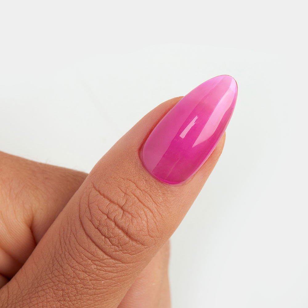 Gelous Fuchsia Jelly gel nail polish - photographed in New Zealand on model