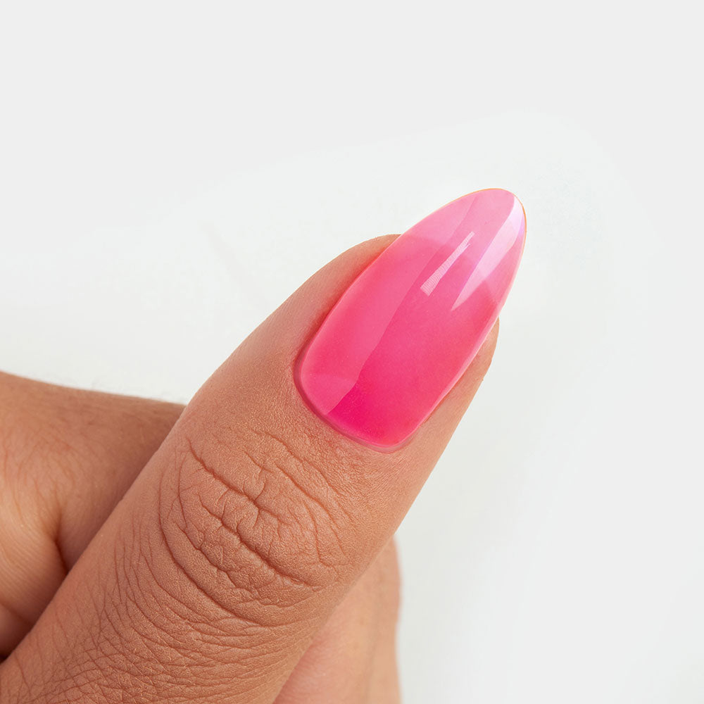 Gelous Hot Pink Jelly gel nail polish - photographed in New Zealand on model