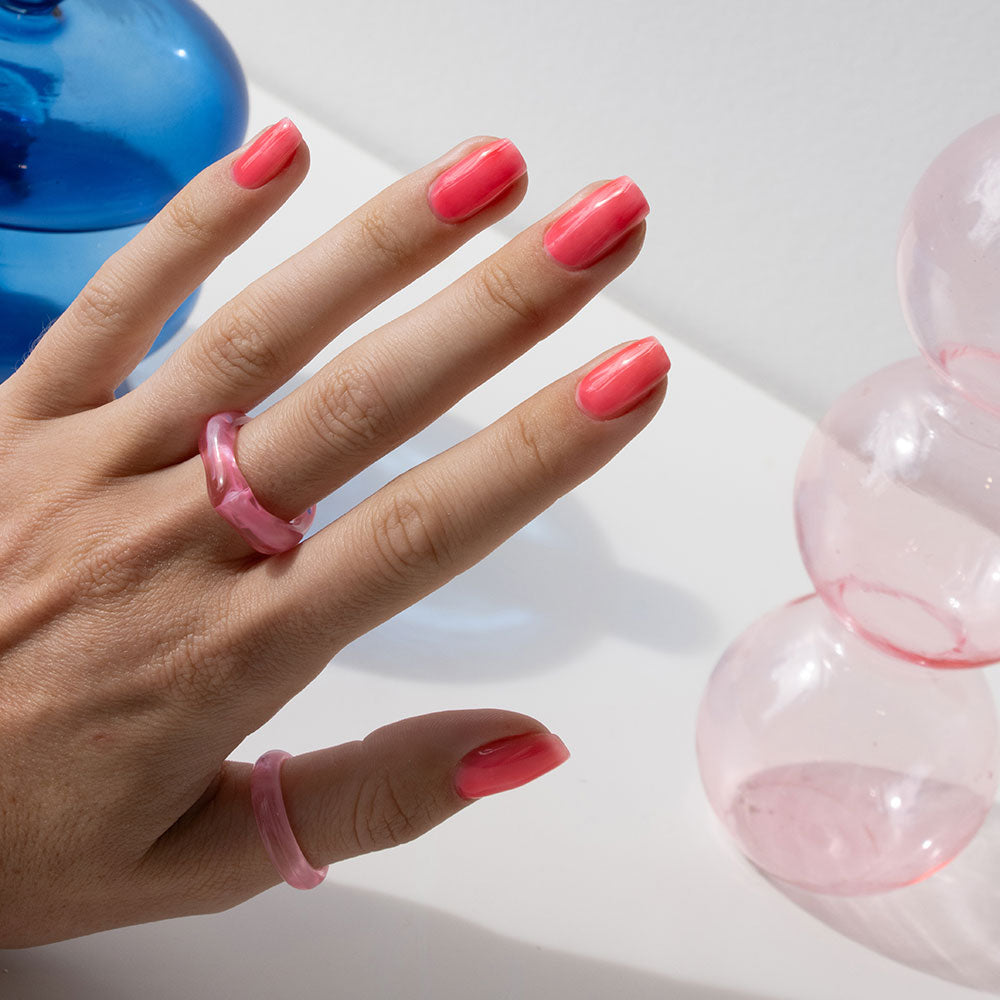 Gelous Hot Pink Jelly gel nail polish - photographed in New Zealand on model