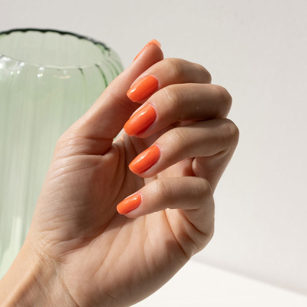 Gelous Imperfect Orange Jelly gel nail polish - photographed in New Zealand on model