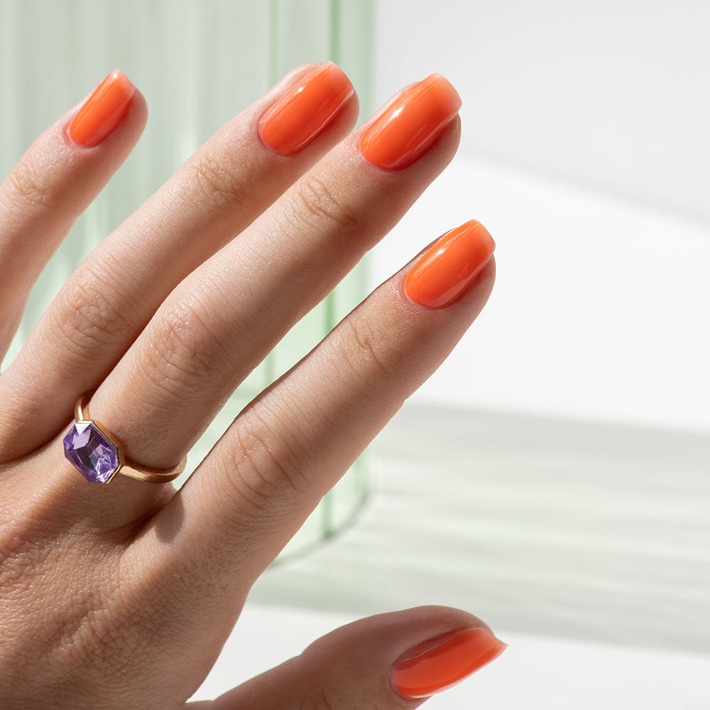 Gelous Imperfect Orange Jelly gel nail polish - photographed in New Zealand on model