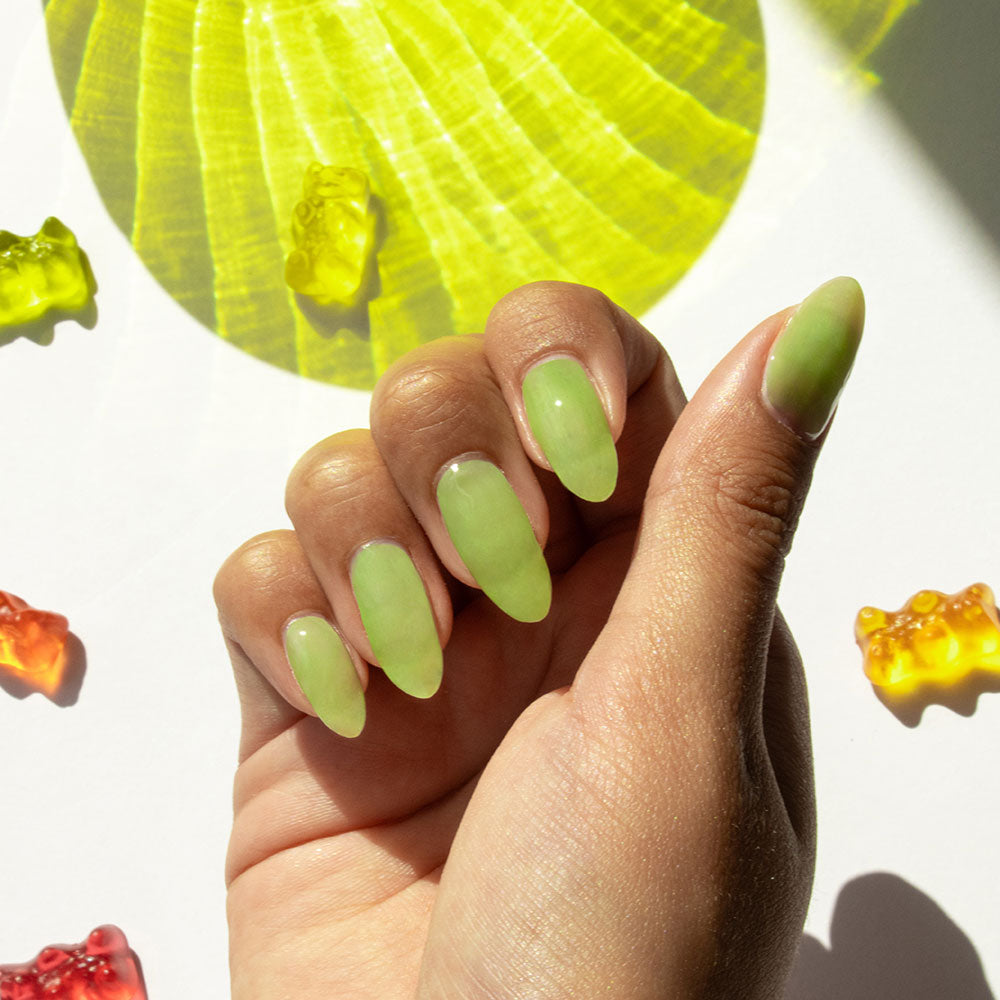 Gelous Lime Jelly gel nail polish - photographed in New Zealand on model