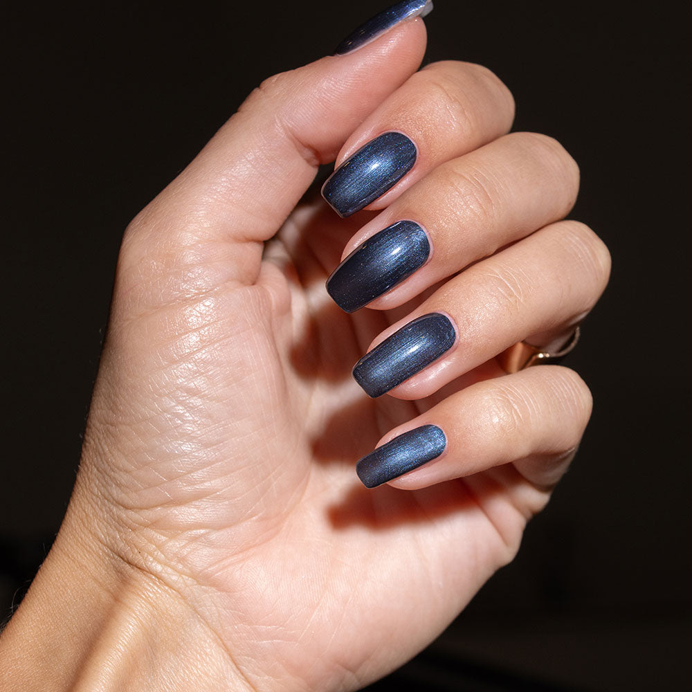 Gelous Midnight Blues gel nail polish - photographed in New Zealand on model