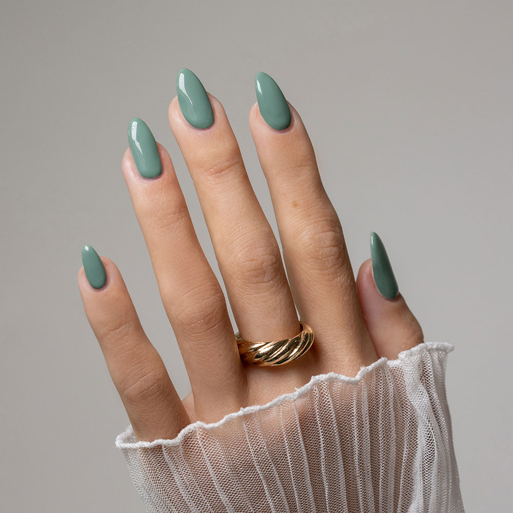 Gelous Moss Hysteria gel nail polish - photographed in New Zealand on model