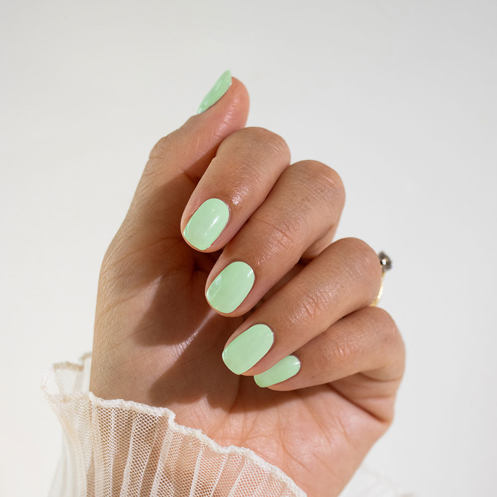 Gelous Mint to Be gel nail polish - photographed in New Zealand on model