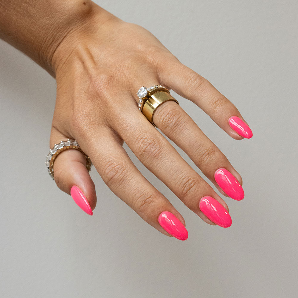 Gelous Neon Barbie Gel Nail Polish - photographed in New Zealand on model