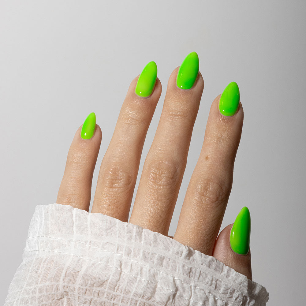 Gelous Neon Green gel nail polish - photographed in New Zealand on model