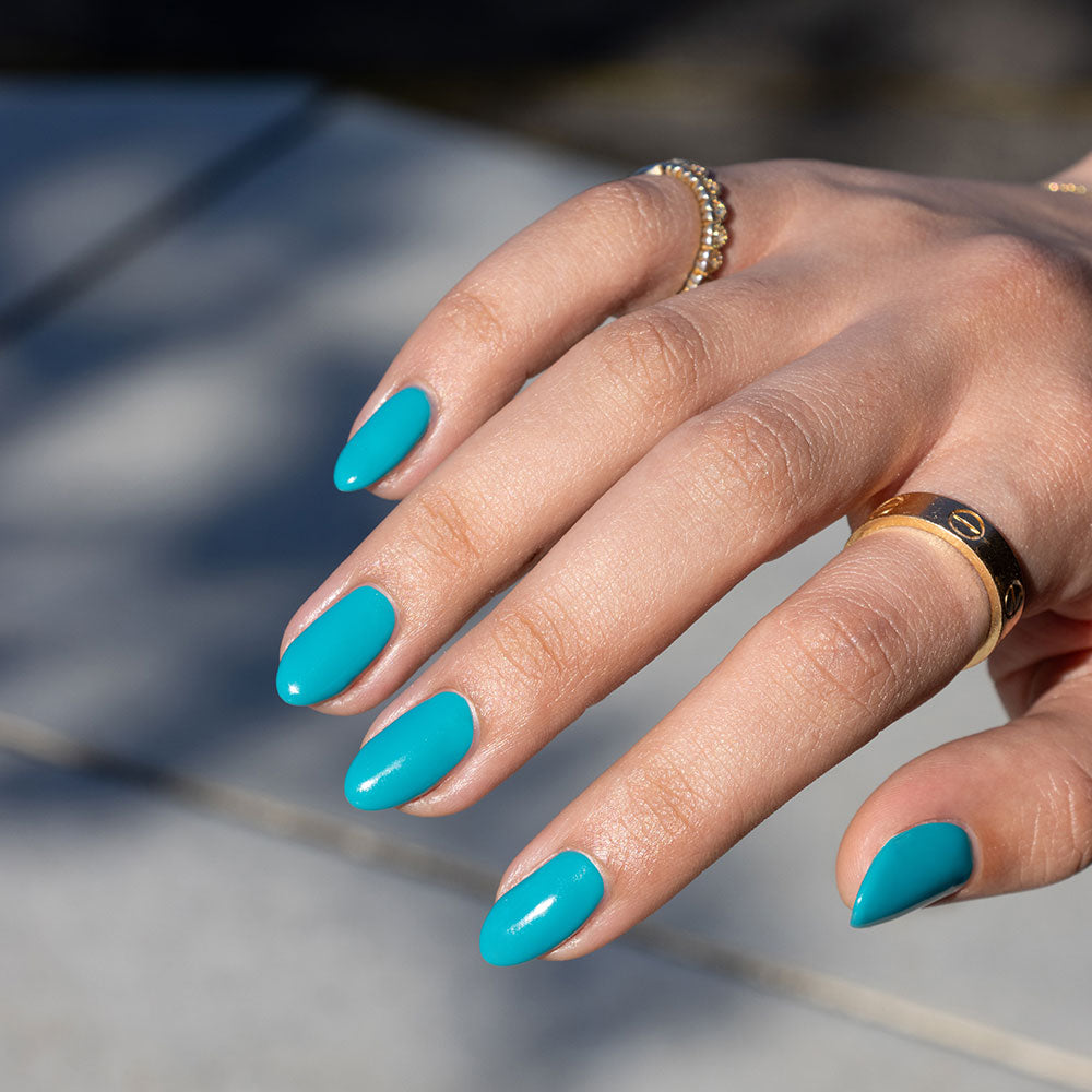 Gelous Ocean Breeze gel nail polish - photographed in New Zealand on model