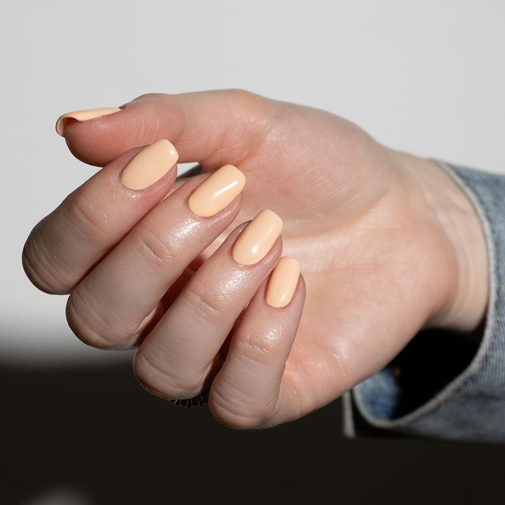 Gelous Peaches and Cream gel nail polish - photographed in New Zealand on model