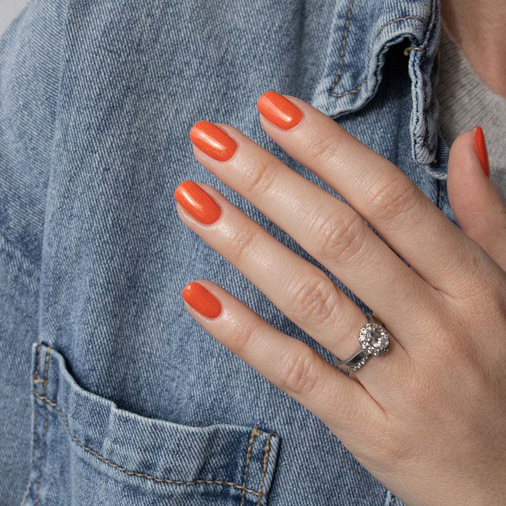 Gelous Papaya gel nail polish - photographed in New Zealand on model