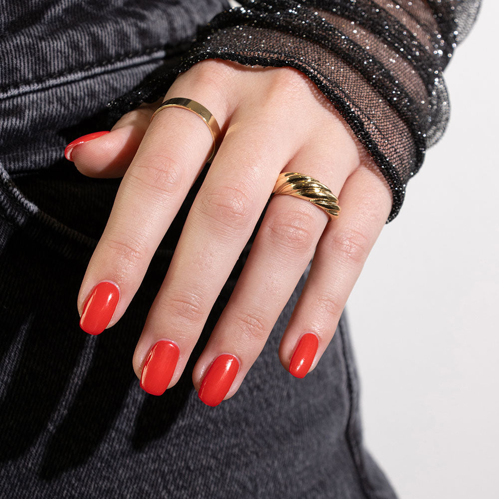 Gelous Paint the Town Red gel nail polish - photographed in New Zealand on model