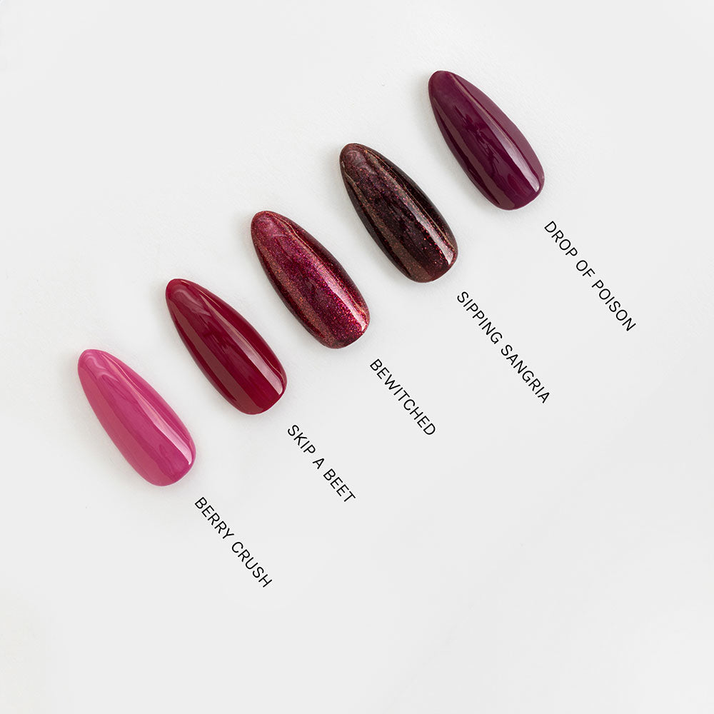 Gelous Skip a Beet gel nail polish comparison - photographed in New Zealand