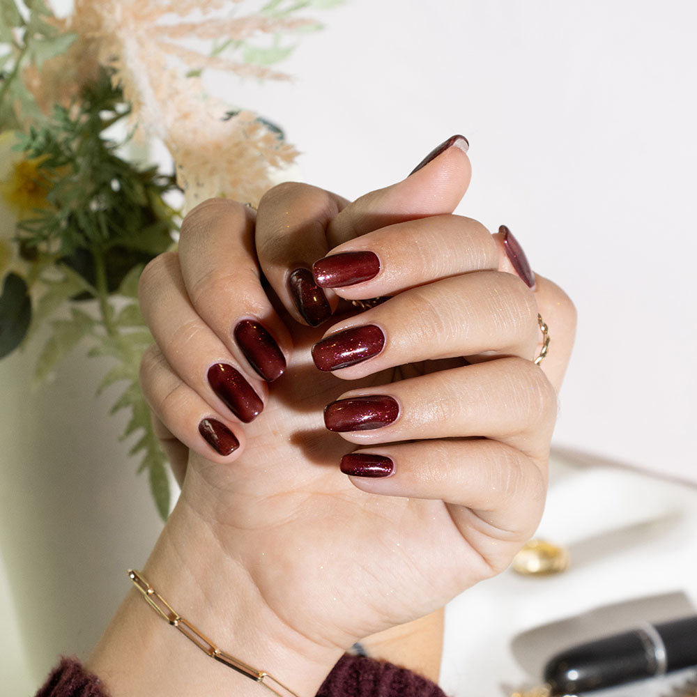 Gelous Sipping Sangria gel nail polish - photographed in New Zealand on model