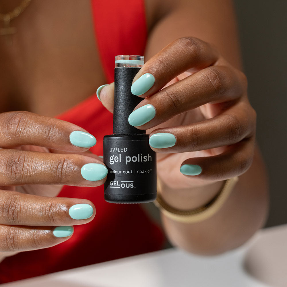 Gelous Tiffany Blues gel nail polish - photographed in New Zealand on model