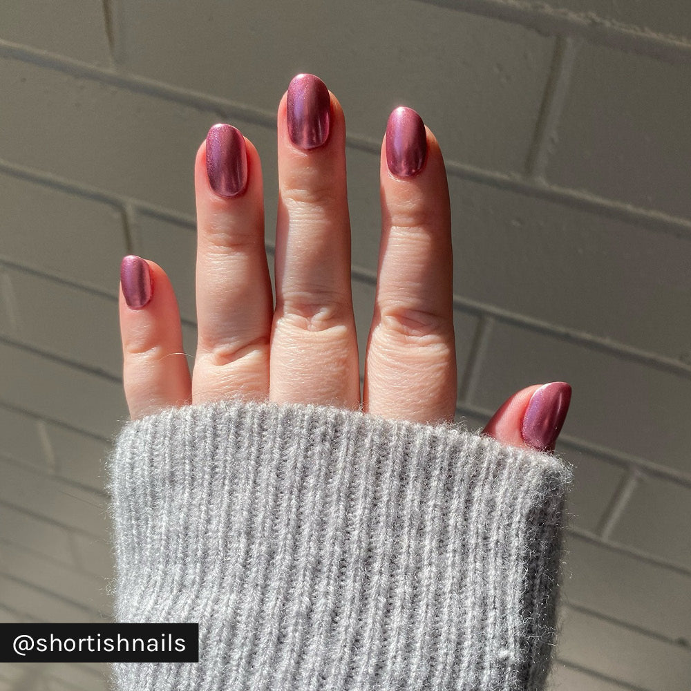 Gelous Mauve Mirror Chrome Powder on Just White gel nail polish - Instagram Photo