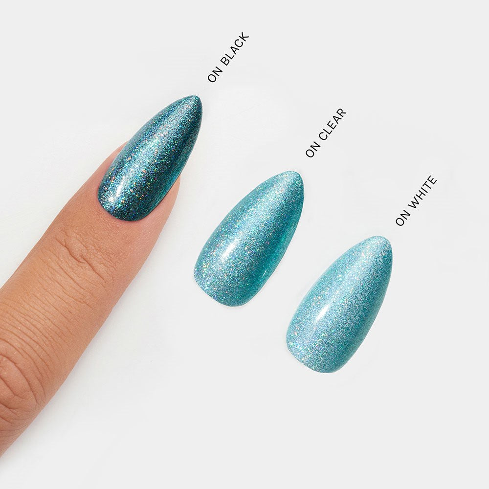 Gelous Aqua Stardust Chrome Powder swatch - photographed in New Zealand