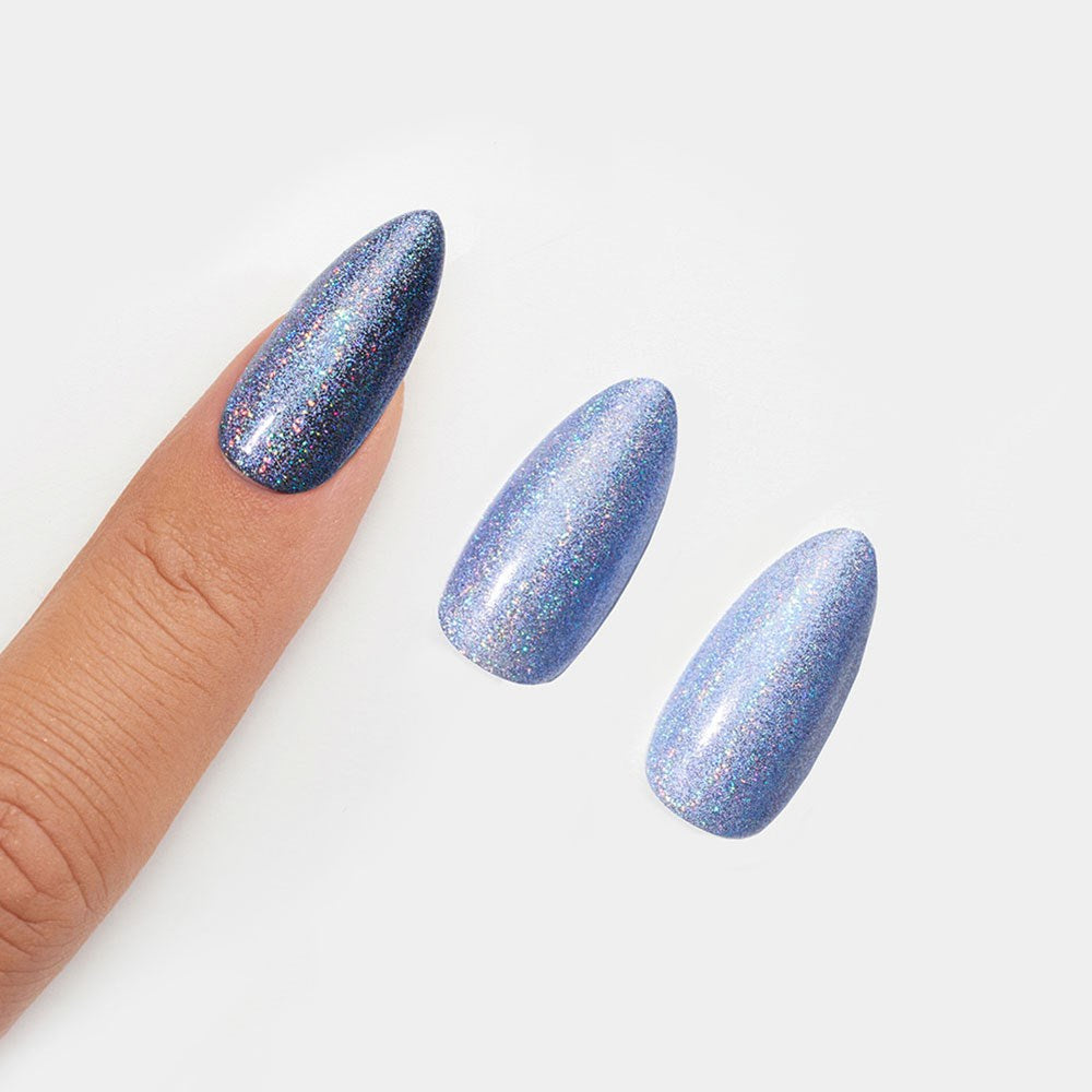 Gelous Indigo Stardust Chrome Powder swatch - photographed in New Zealand