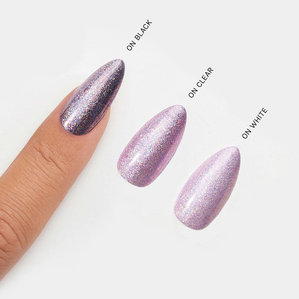 Gelous Lilac Stardust Chrome Powder swatch - photographed in New Zealand