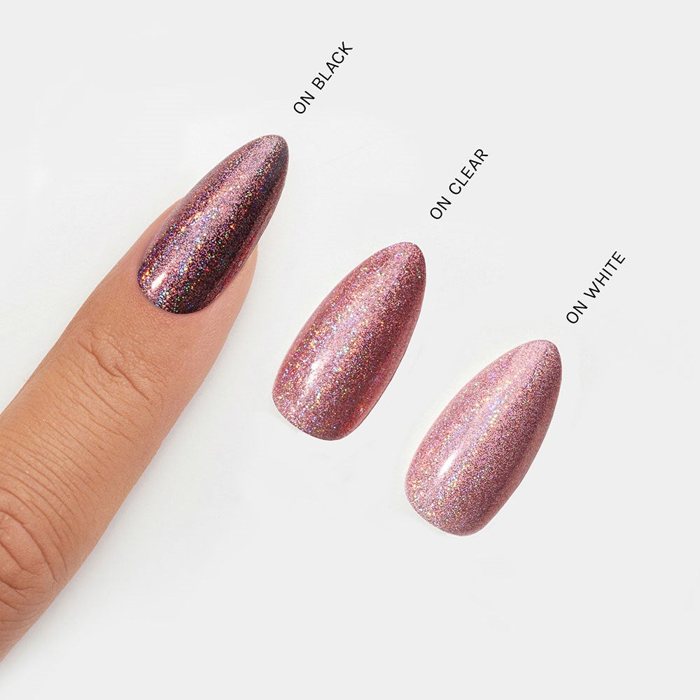 Gelous Rose Stardust Chrome Powder swatch - photographed in New Zealand