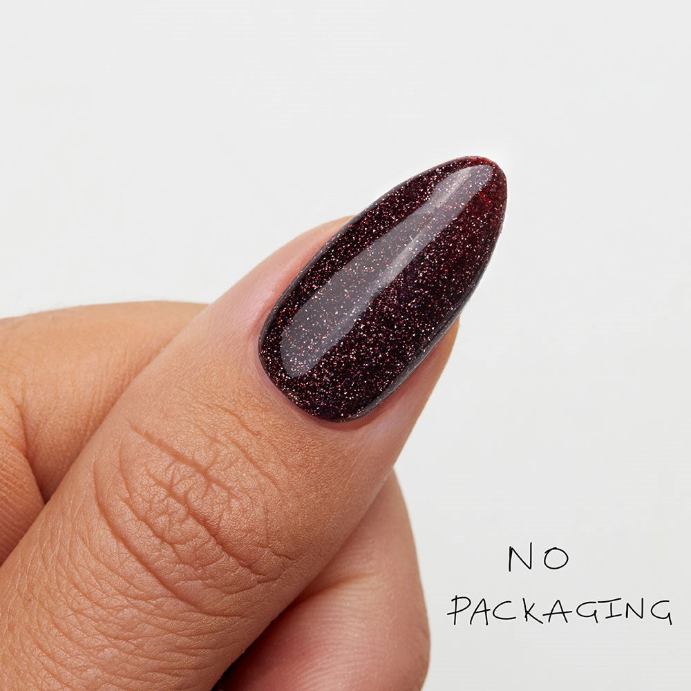 Gelous Imperfect Brown Glitter gel nail polish - photographed in New Zealand on model