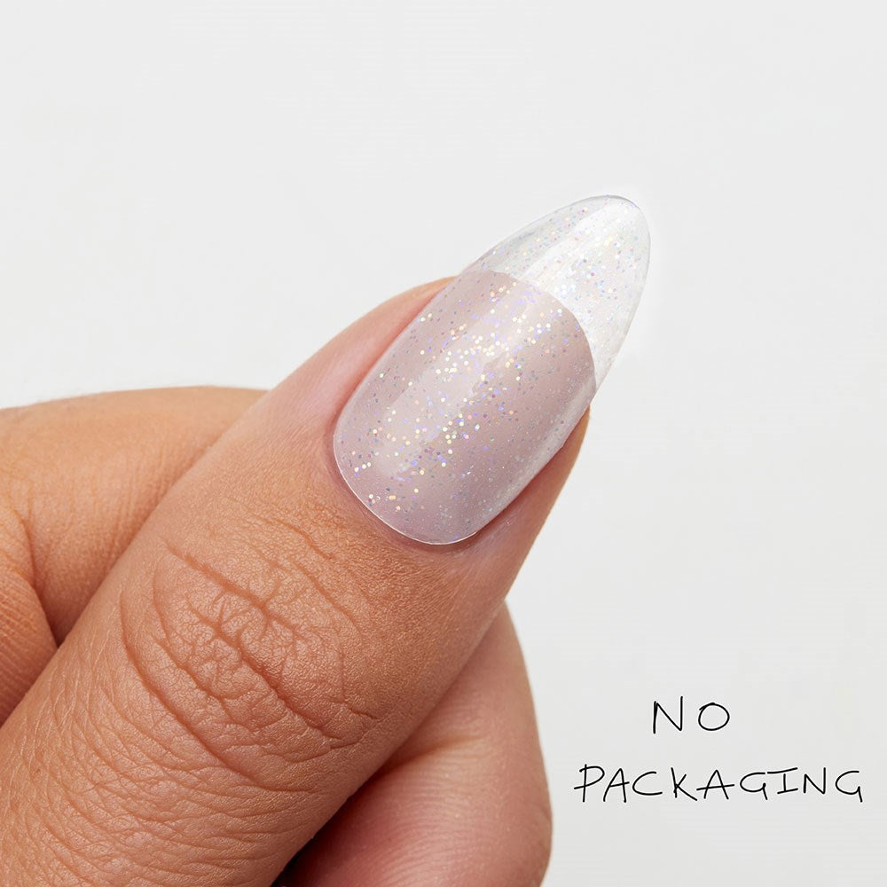 Gelous Imperfect Subtle Glitter Top Coat gel nail polish - photographed in New Zealand on model