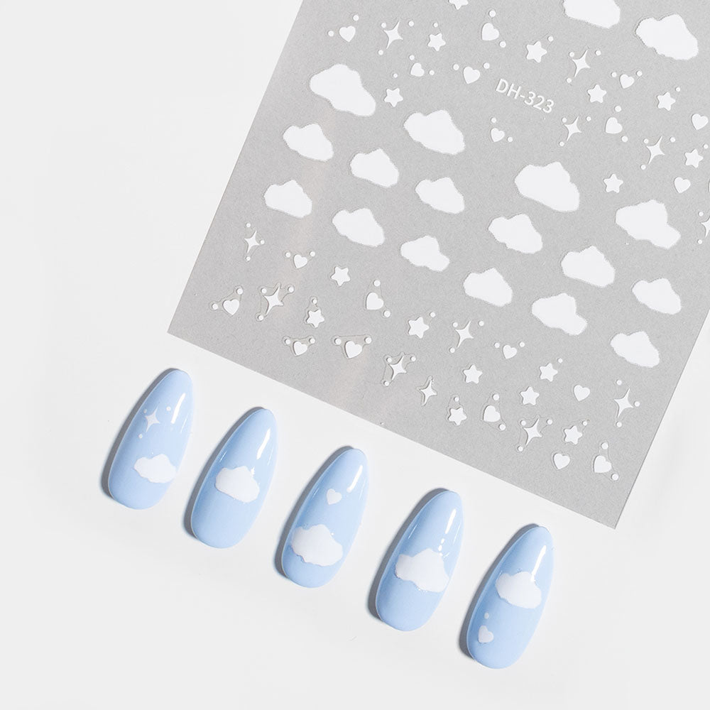 Gelous White Clouds Nail Art Stickers product photo - photographed in New Zealand