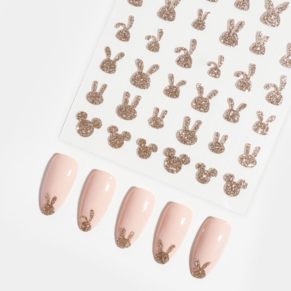 Gelous Gold Glitter Bunny Nail Art Stickers product photo - photographed in New Zealand