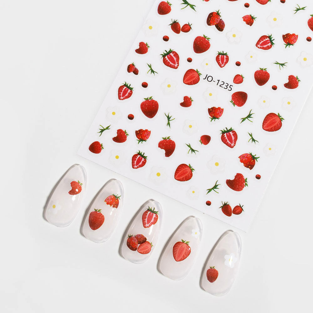  Gelous Strawberries Nail Art Stickers product photo - photographed in New Zealand