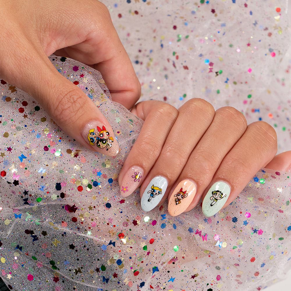 Gelous Powerpuff Girls Nail Art Stickers - photographed in Europe on model