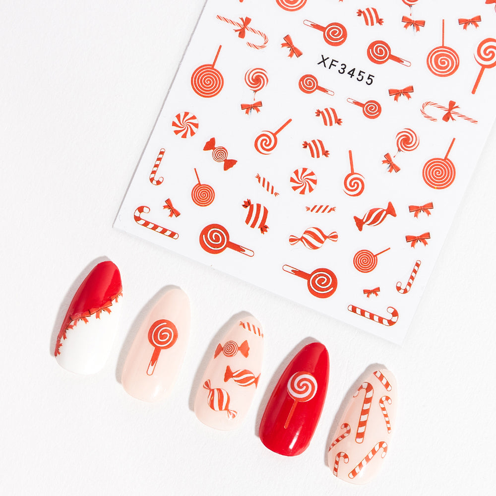 Gelous Candy Cane Nail Art Stickers - photographed in New Zealand