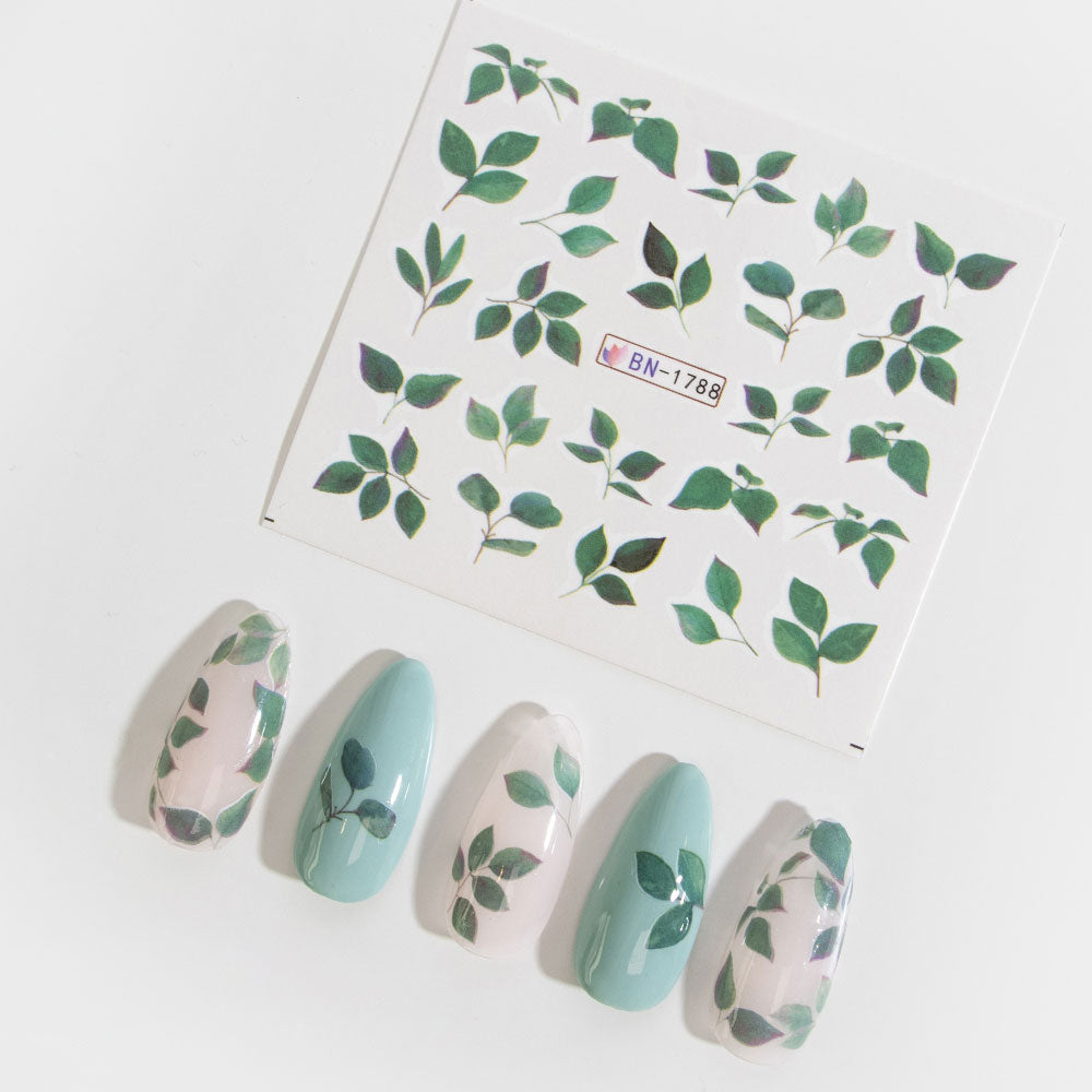 Gelous Green Leaf Water Nail Transfers product photo - photographed in New Zealand