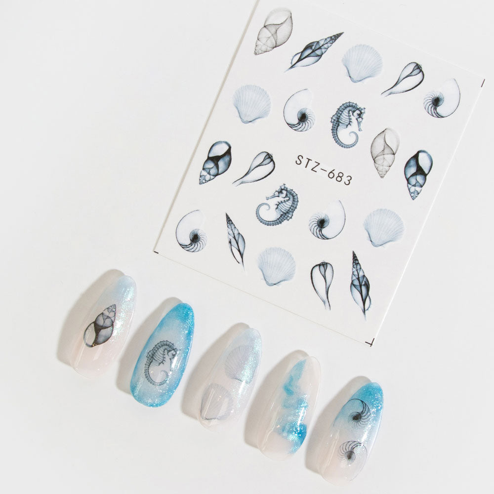 Gelous Black Seashells  Water Nail Transfers product photo - photographed in New Zealand