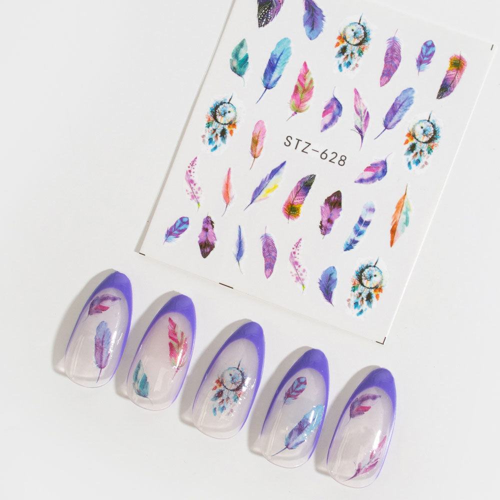 Gelous Watercolour Feathers Water Nail Transfers product photo - photographed in New Zealand