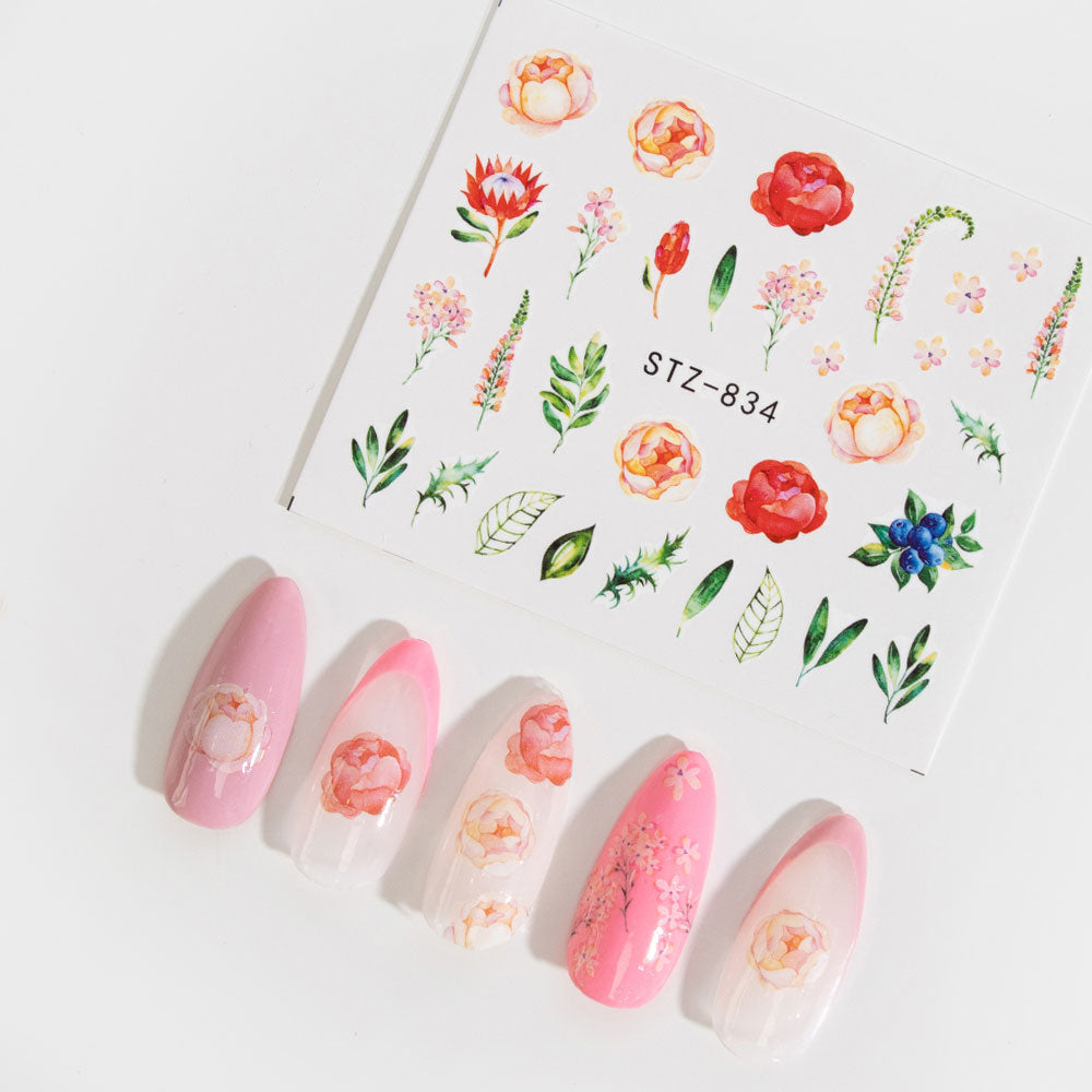 Gelous Watercolour Flowers Water Nail Transfers product photo - photographed in New Zealand