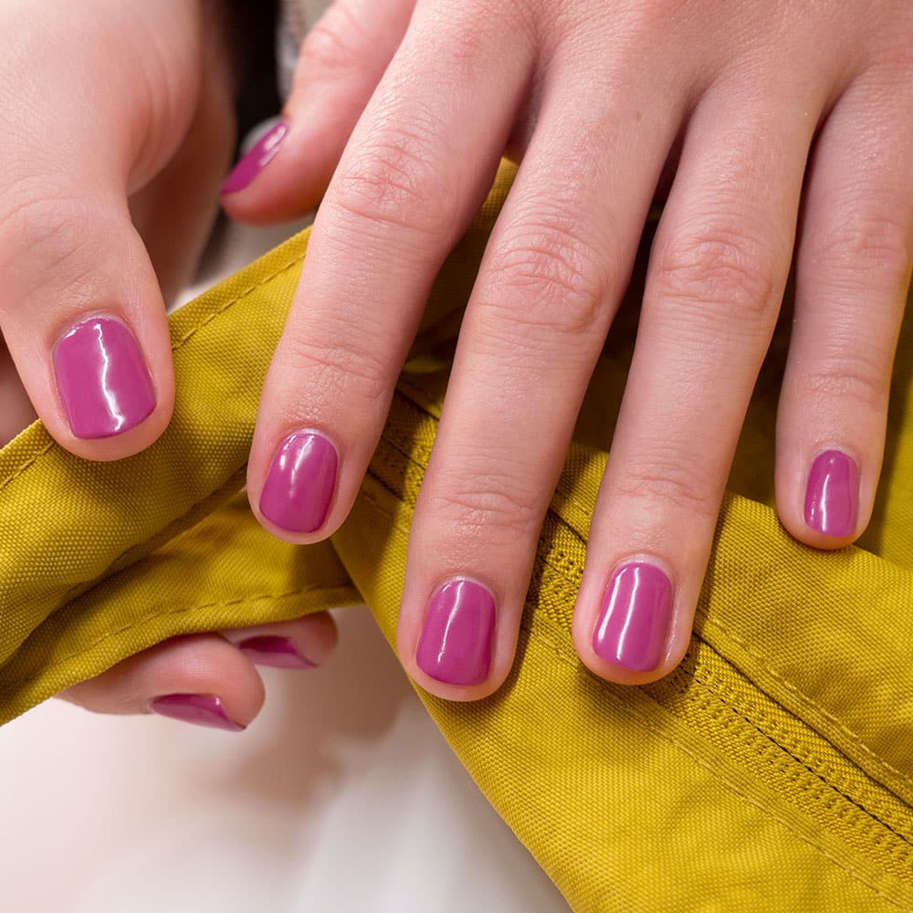 Gelous Berry Crush gel nail polish - photographed in England on model