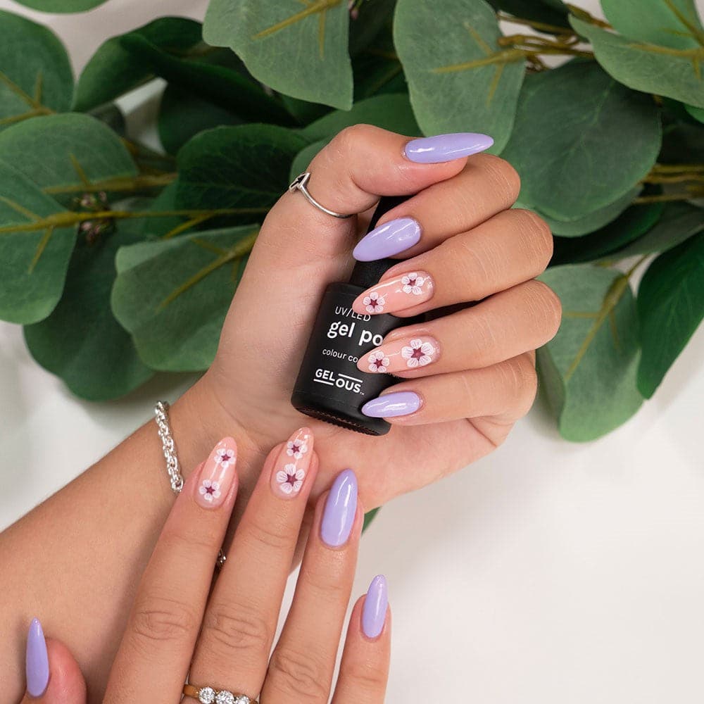 Gelous Digital Lavender gel nail polish - photographed in United Kingdom on model