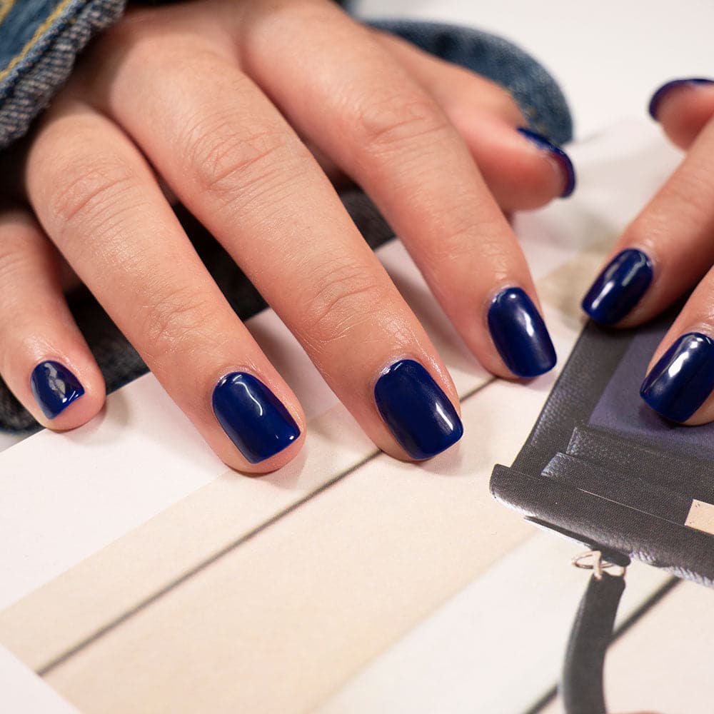Gelous Into the Blue gel nail polish - photographed in America on model