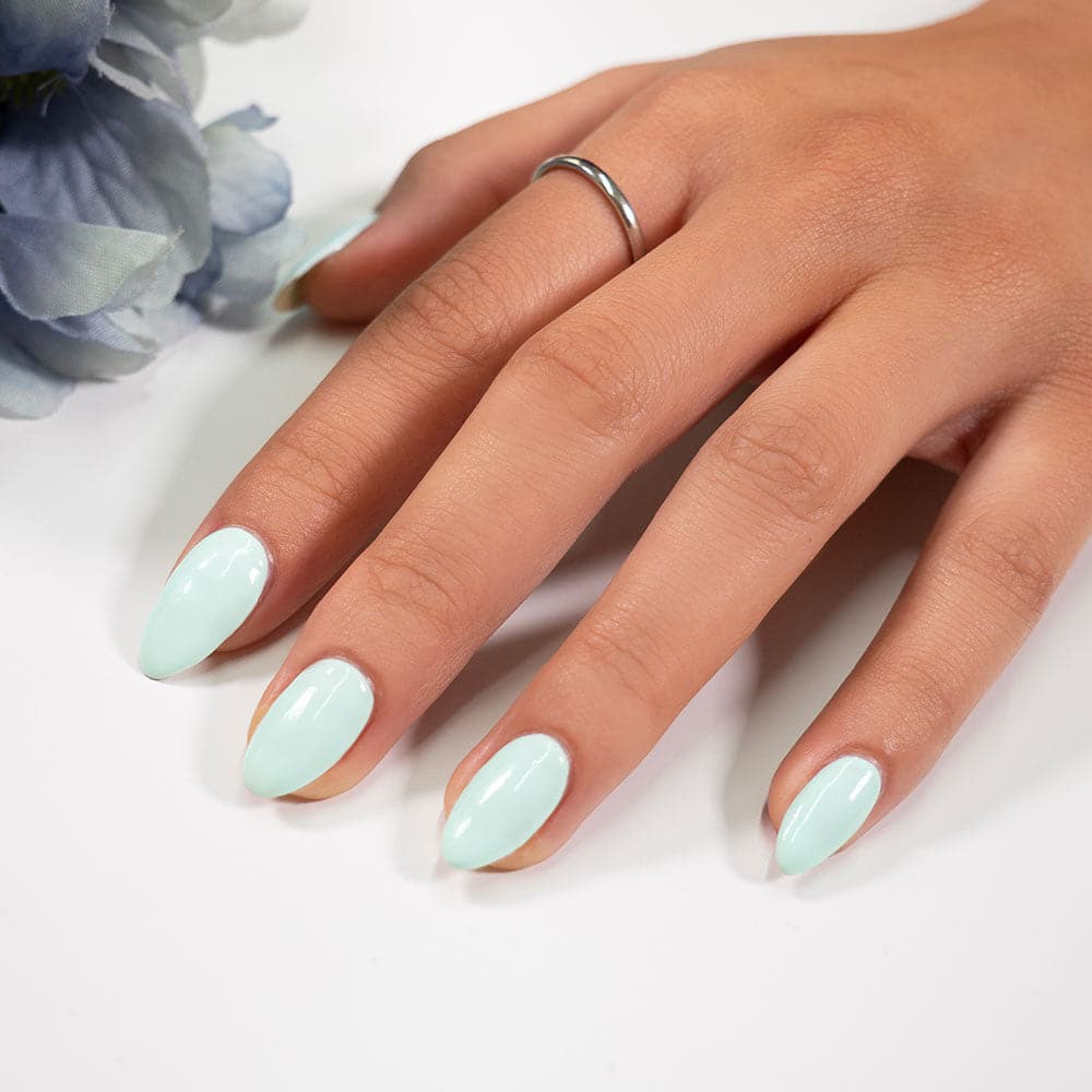 Gelous That&#39;s Mint gel nail polish - photographed in Europe on model